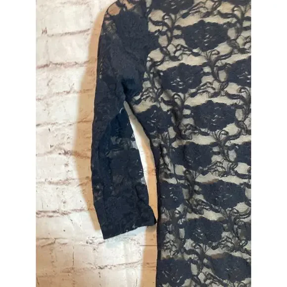 Jessica Max U.S.A. Top Womens Medium Black All Over Lace Fairy Whimsigoth Grunge - Picture 12 of 12